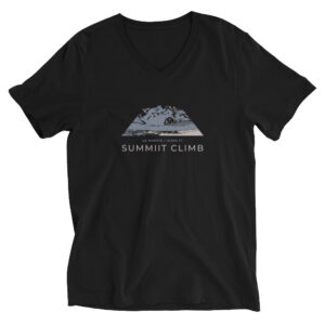 SUMMIIT Climb 2026 - Unisex Short Sleeve V-Neck T-Shirt La Muerte GRY-PNK