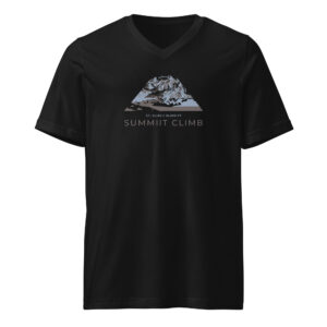 SUMMIIT Climb 2026 - Unisex Short Sleeve V-Neck T-Shirt St.Elias BLU-BRWN