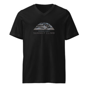 SUMMIIT Climb 2026 - Unisex Short Sleeve V-Neck T-Shirt Kilimanjaro BLU-BRWN