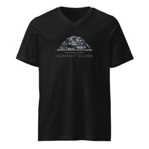 SUMMIIT Climb 2026 - Unisex Short Sleeve V-Neck T-Shirt Broad Peak BLU-BRWN