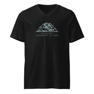 SUMMIIT Climb 2026 - Unisex Short Sleeve V-Neck T-Shirt Broad Peak LGHT-DRK-GRN