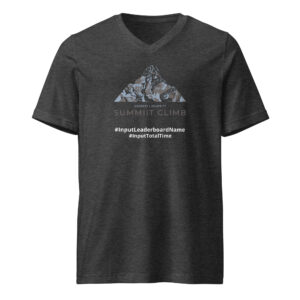 SUMMIIT Climb 2026 - Unisex Short Sleeve V-Neck T-Shirt Everest BLU-BRWN (Customizable)