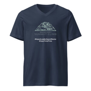 SUMMIIT Climb 2026 - Unisex Short Sleeve V-Neck T-Shirt Broad Peak LGHT-DRK-GRN (Customizable)