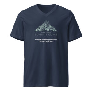 SUMMIIT Climb 2026 - Unisex Short Sleeve V-Neck T-Shirt Everest LGHT-DRK-GRN (Customizable)