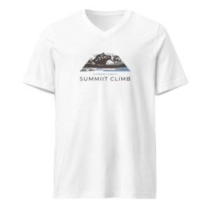 SUMMIIT Climb 2026 - Unisex Short Sleeve V-Neck T-Shirt La Muerte BLU-BRWN