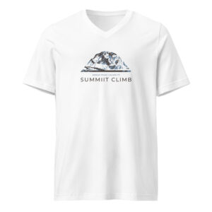 SUMMIIT Climb 2026 - Unisex Short Sleeve V-Neck T-Shirt Broad Peak BLU-BRWN