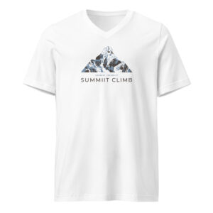 SUMMIIT Climb 2026 - Unisex Short Sleeve V-Neck T-Shirt Everest BLU-BRWN