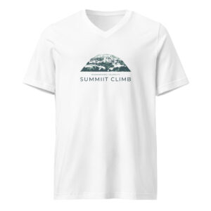 SUMMIIT Climb 2026 - Unisex Short Sleeve V-Neck T-Shirt Kilimanjaro LGHT-DRK-GRN