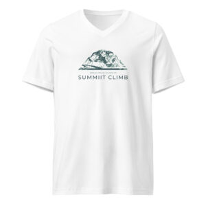 SUMMIIT Climb 2026 - Unisex Short Sleeve V-Neck T-Shirt Broad Peak LGHT-DRK-GRN